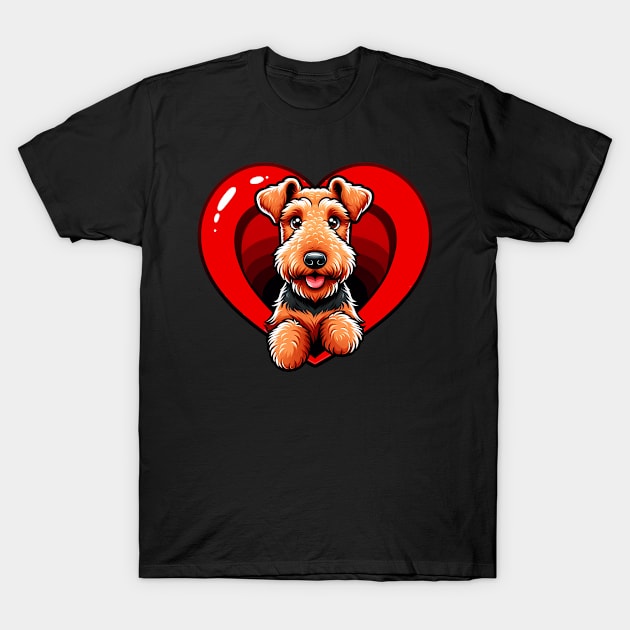 Airedale Terrier Puppy Cute Dog Heart Valentine's Day T-Shirt by Sports Stars ⭐⭐⭐⭐⭐